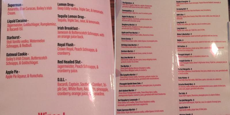 Red Martini Menu