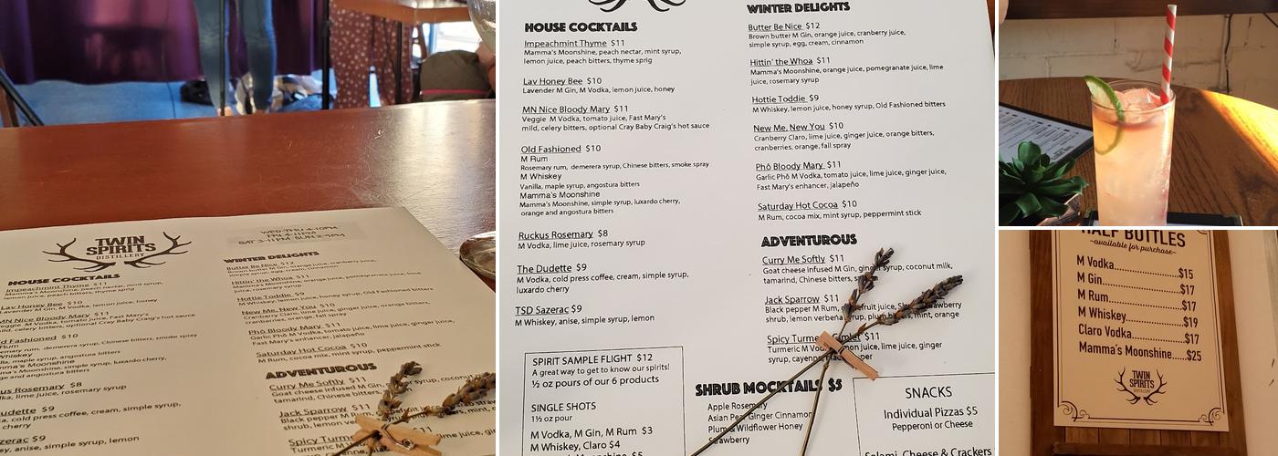 Twin Spirits Distillery Cocktail Room Menu