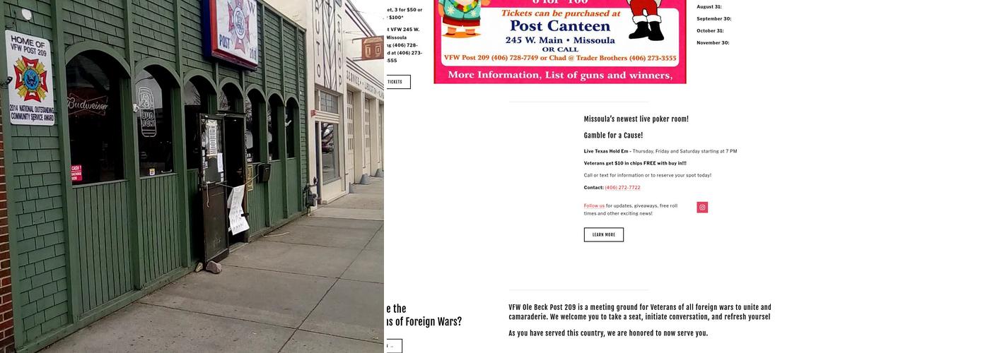 Veterans for Foreign War Post 209 Menu