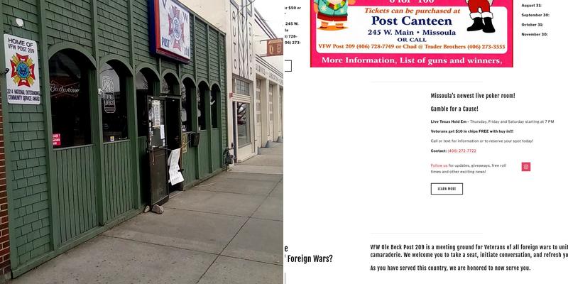 Veterans for Foreign War Post 209 Menu