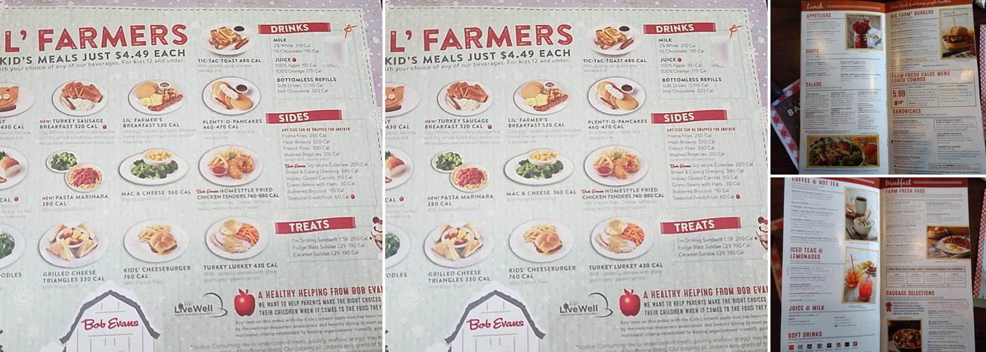 Bob Evans Menu