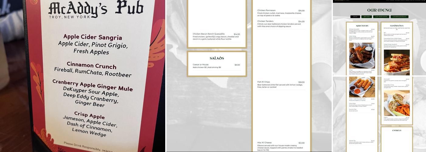 McAddy's Menu