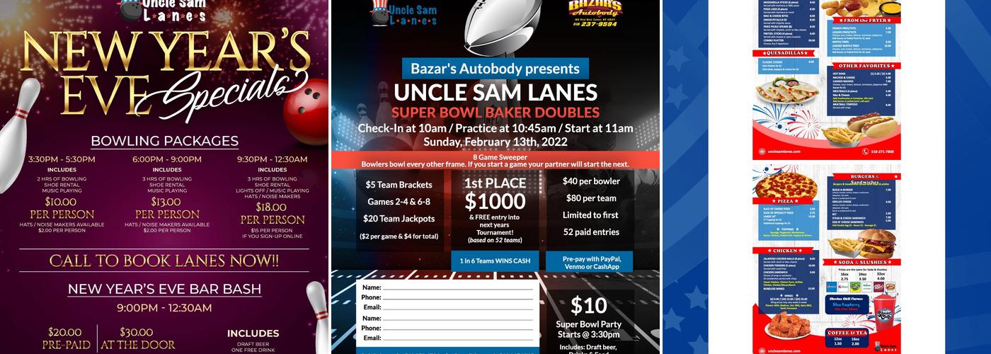 Uncle Sam Lanes Menu