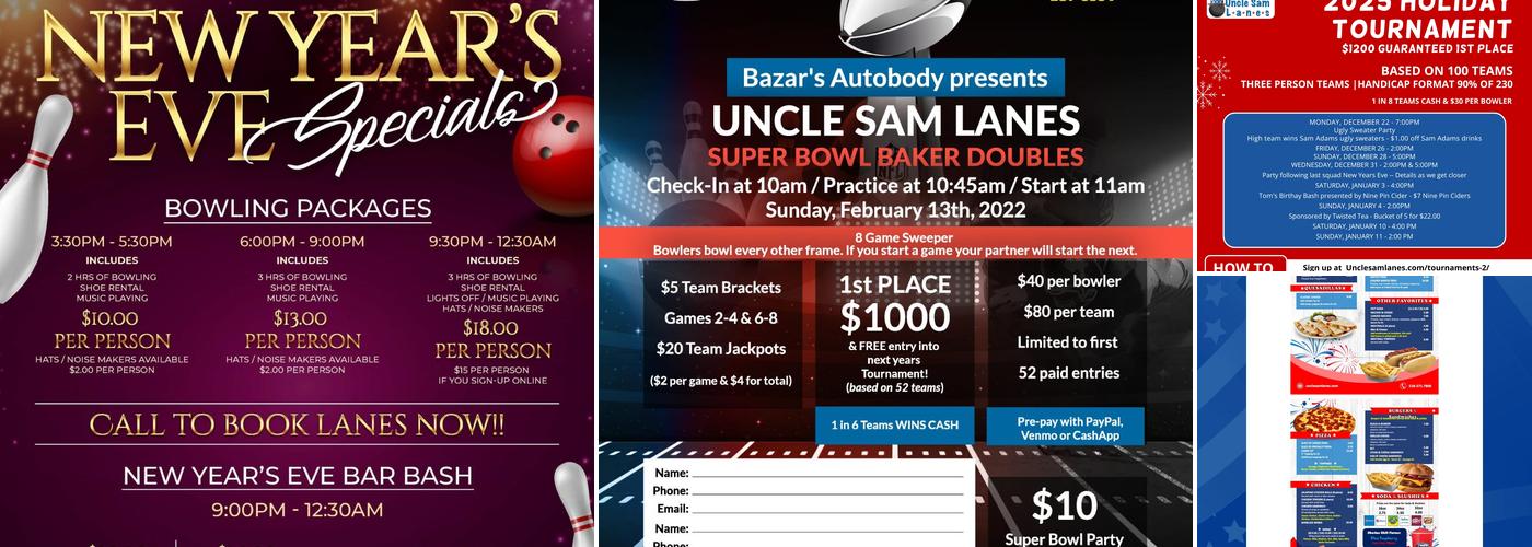 Uncle Sam Lanes Menu