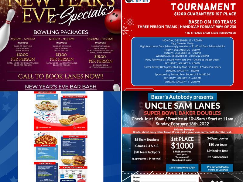 Uncle Sam Lanes Menu