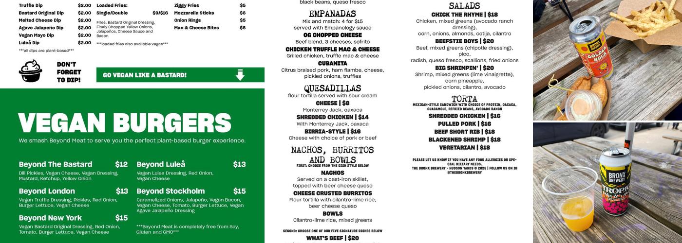 The Bronx Brewery & Empanology Menu