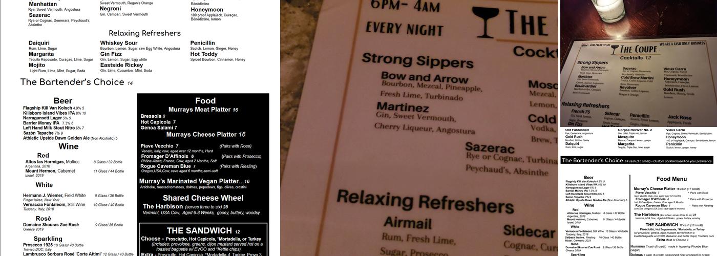 The Coupe Menu
