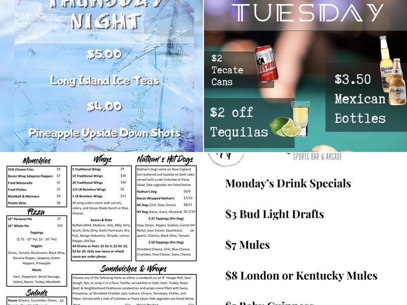 The Neighborhood Sports Bar and Arcade Menu