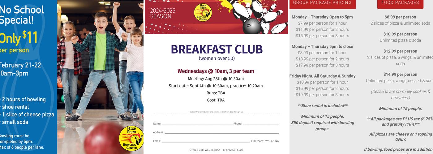 High Point Bowling Center Menu