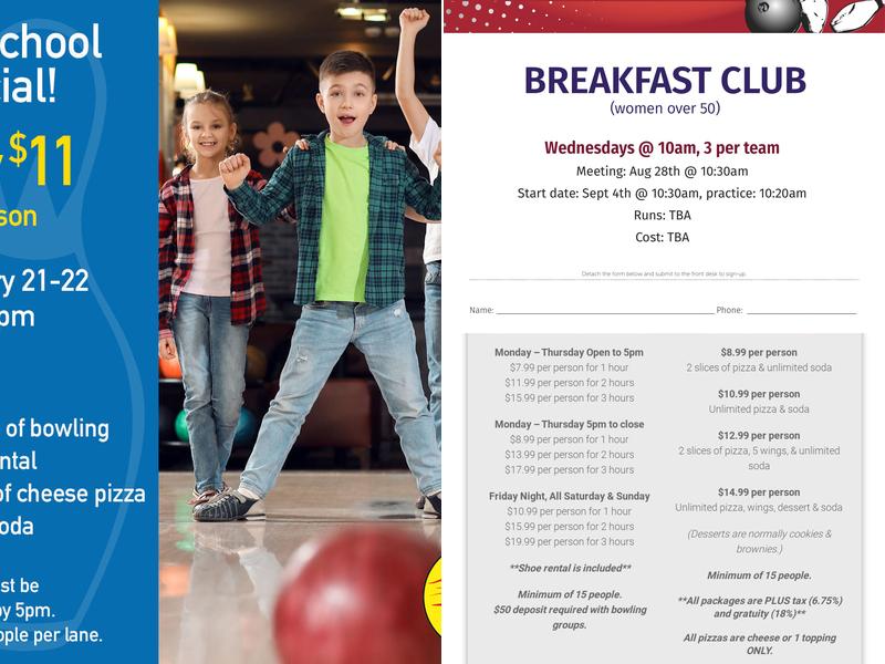 High Point Bowling Center Menu