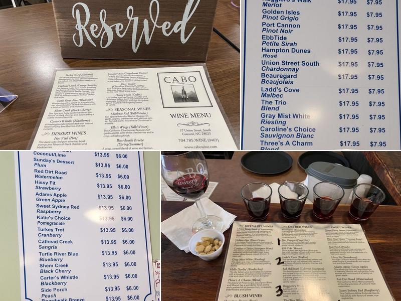 Cabo Winery Menu