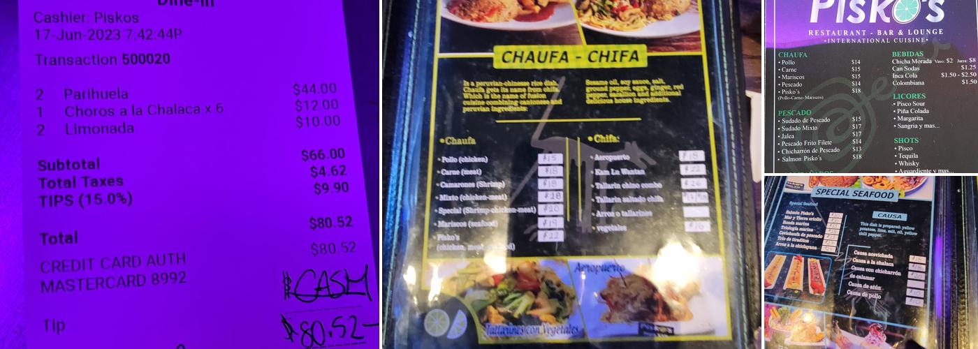 Pisko's Menu