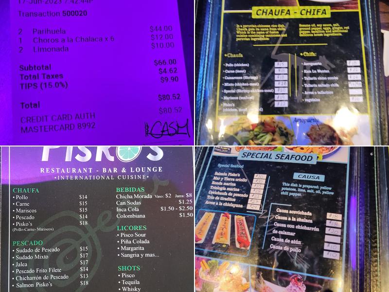 Pisko's Menu