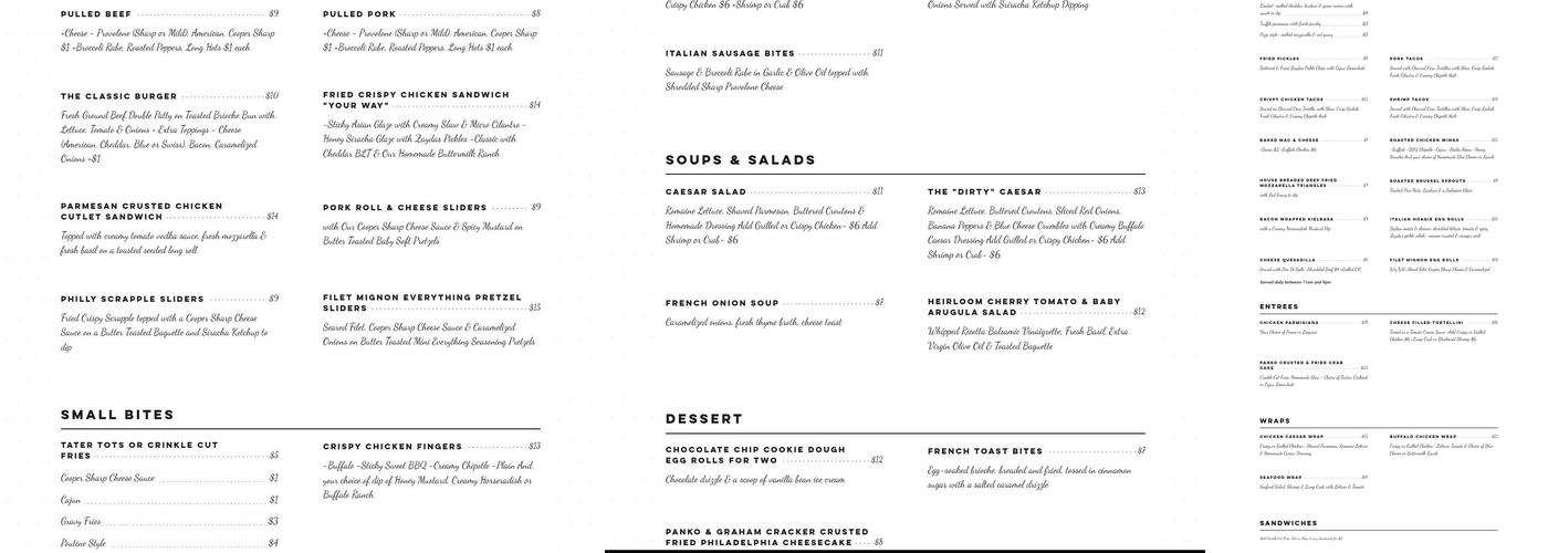 O'Jung's Tavern Bar Menu