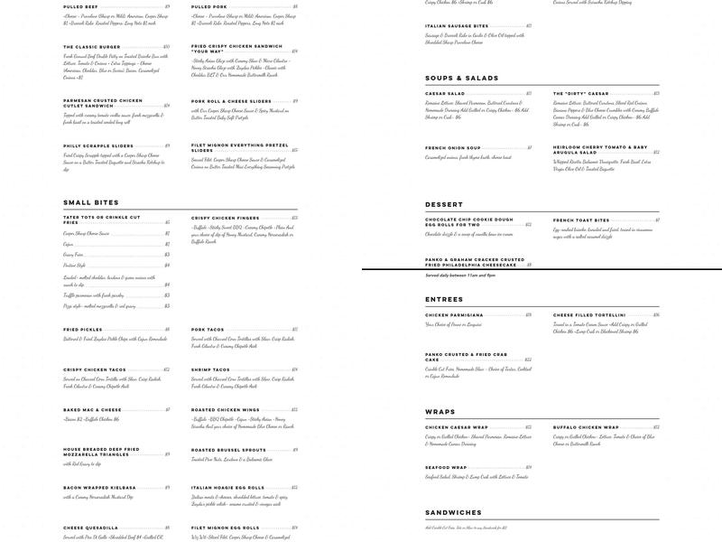 O'Jung's Tavern Bar Menu