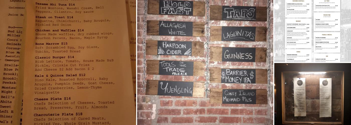 Hold Fast Kitchen and Spirits Menu