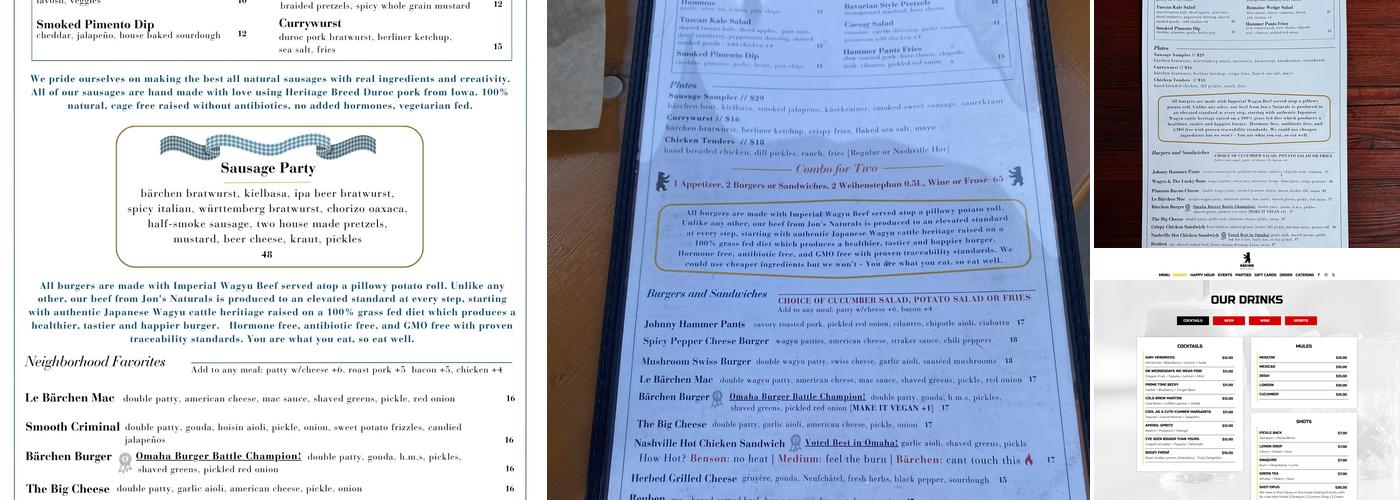 Bärchen Beer Garden Menu