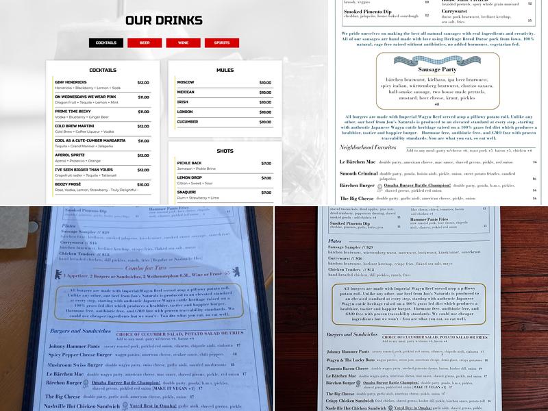 Bärchen Beer Garden Menu