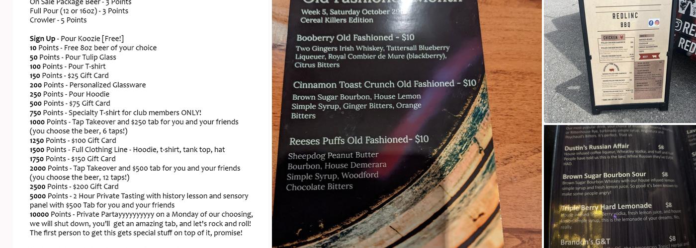 Pour Craft Beer & Spirits Menu