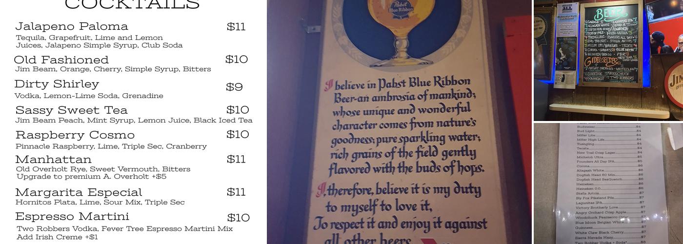 Bob and Barbara's Lounge Menu