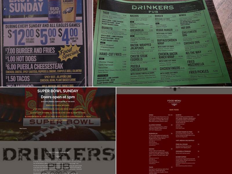 Drinker's Pub Menu