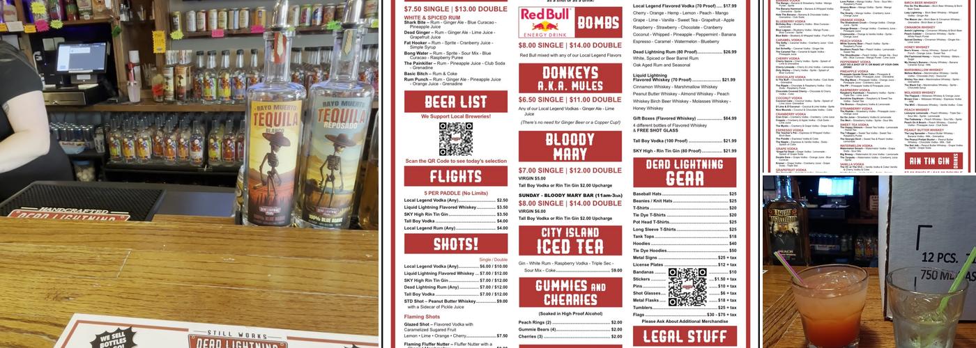 Dead Lightning Distillery Menu