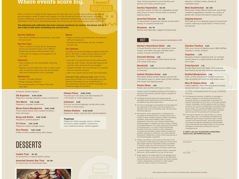 Brewcadia Menu