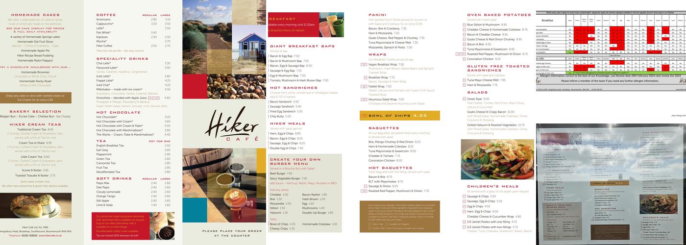 Hiker Cafe Menu