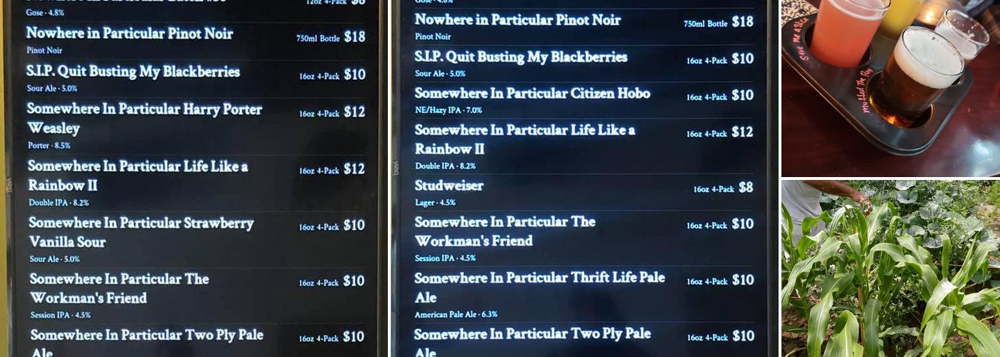 Somewhere In Particular Brewing Menu