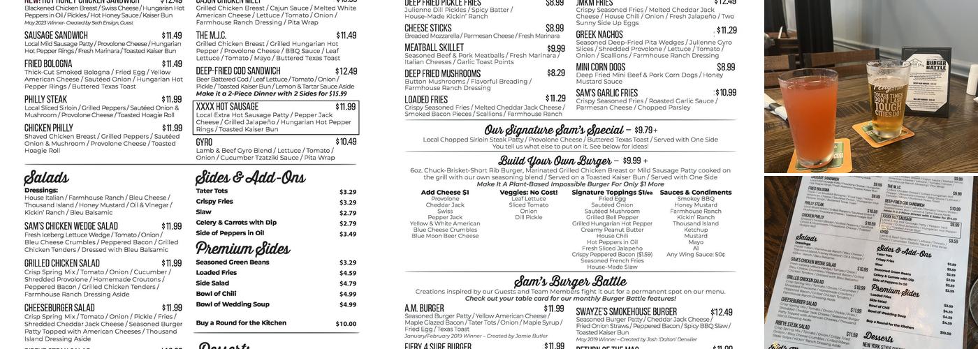 Sam's Wedge Inn Menu