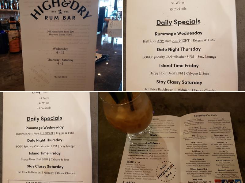High & Dry Menu