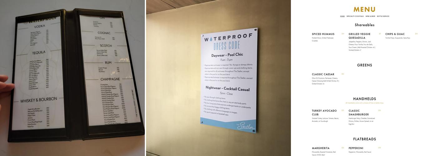Waterproof Menu