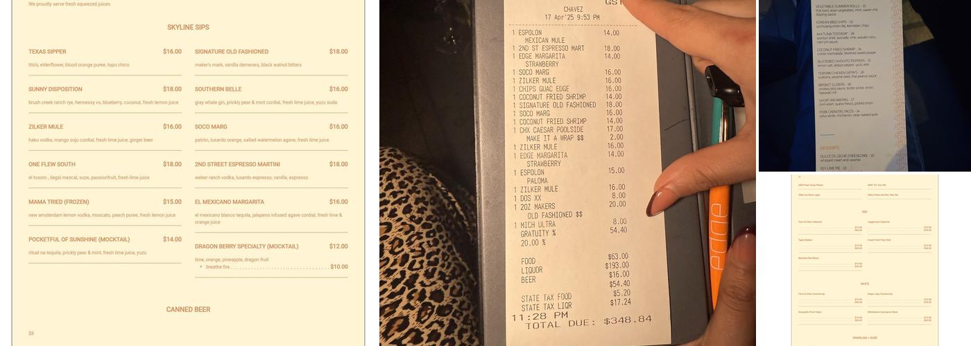 Edge Rooftop Menu