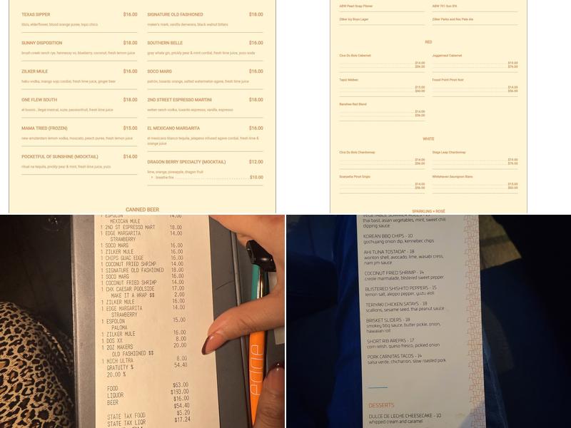 Edge Rooftop Menu