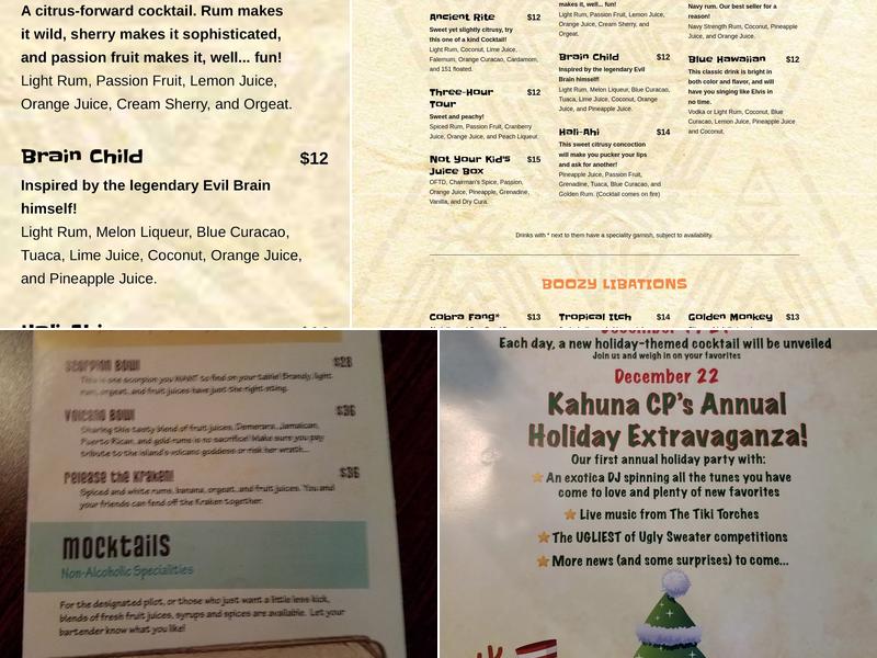 4 Kahunas Menu