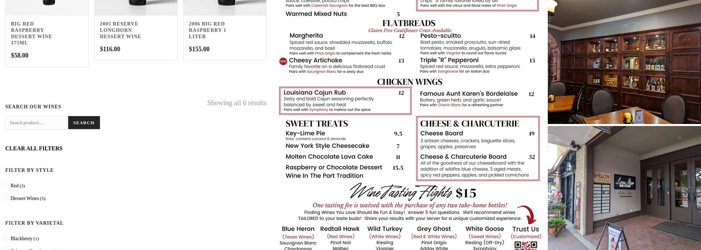 Lone Star Winery Menu