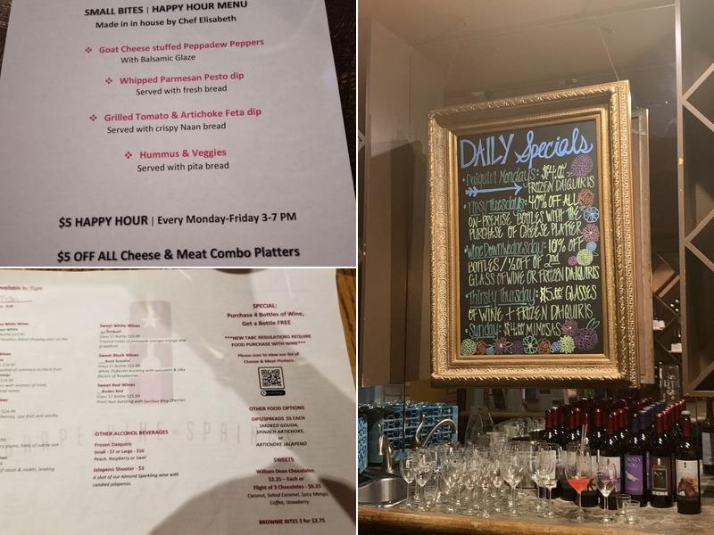 Grape Vine Springs Winery Menu