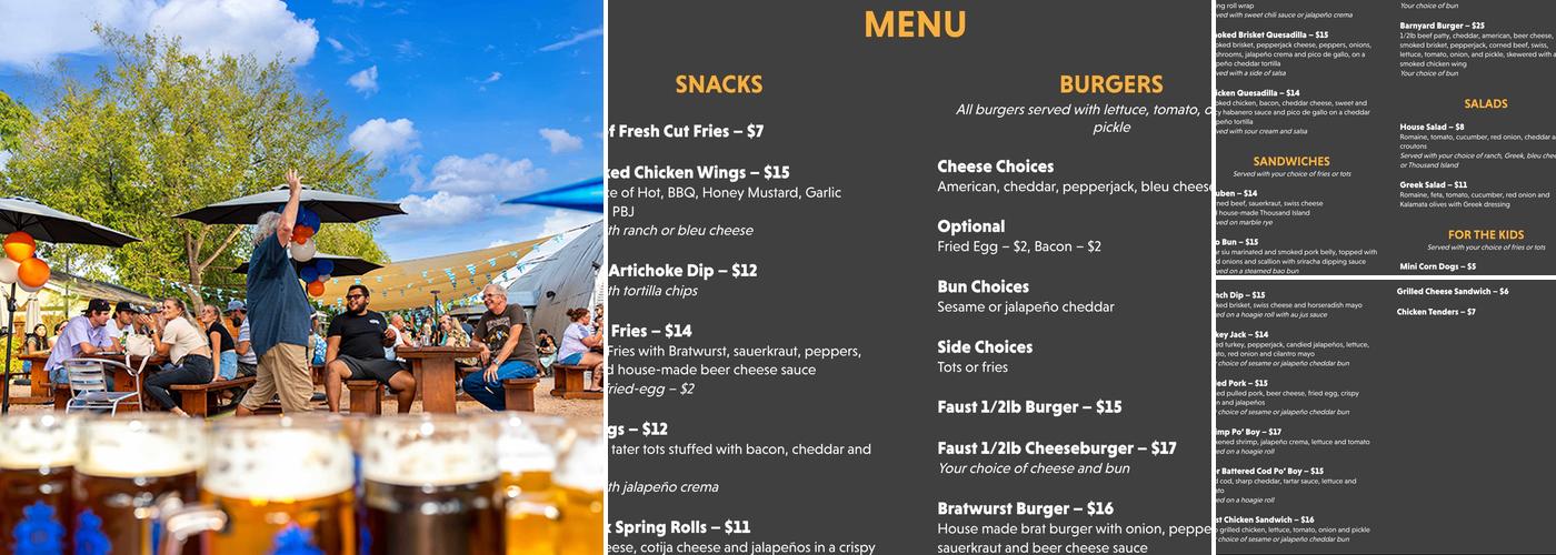 Faust Brewing Company Menu