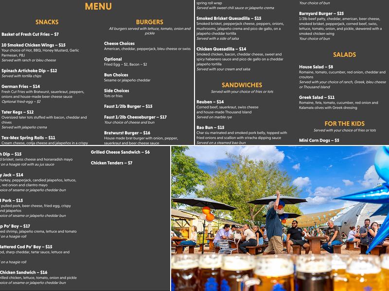 Faust Brewing Company Menu