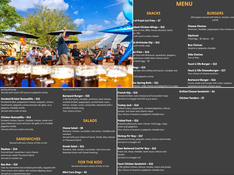 Faust Brewing Company Menu
