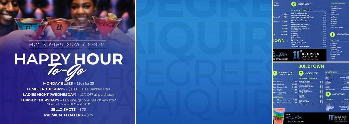 11 Degrees Daiquiri Menu