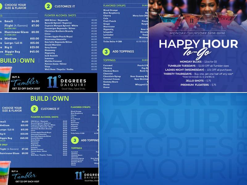 11 Degrees Daiquiri Menu