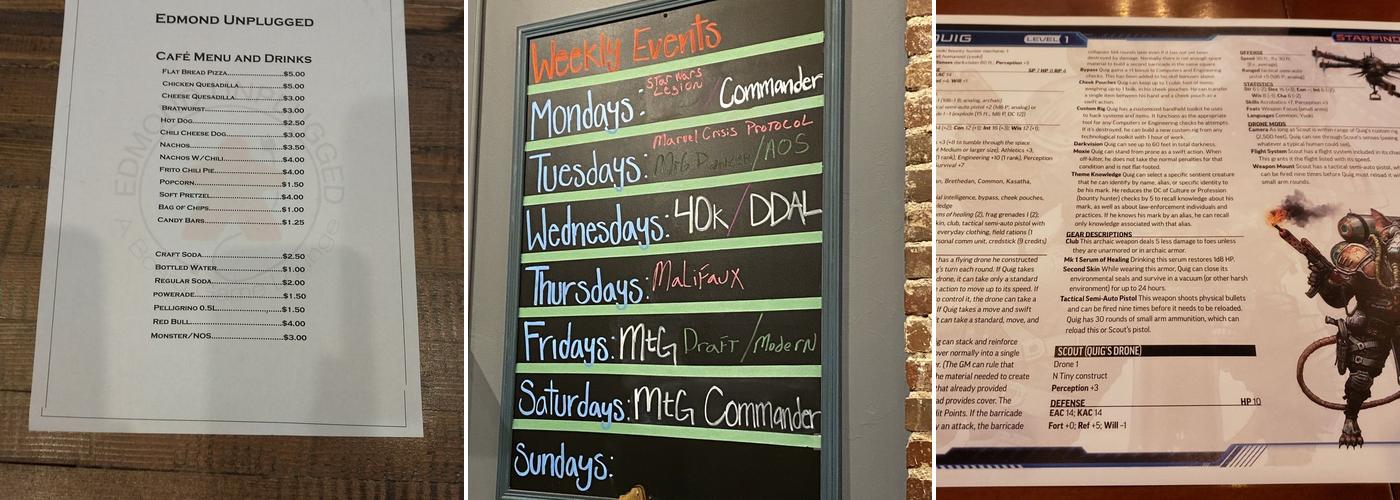 Edmond Unplugged Menu