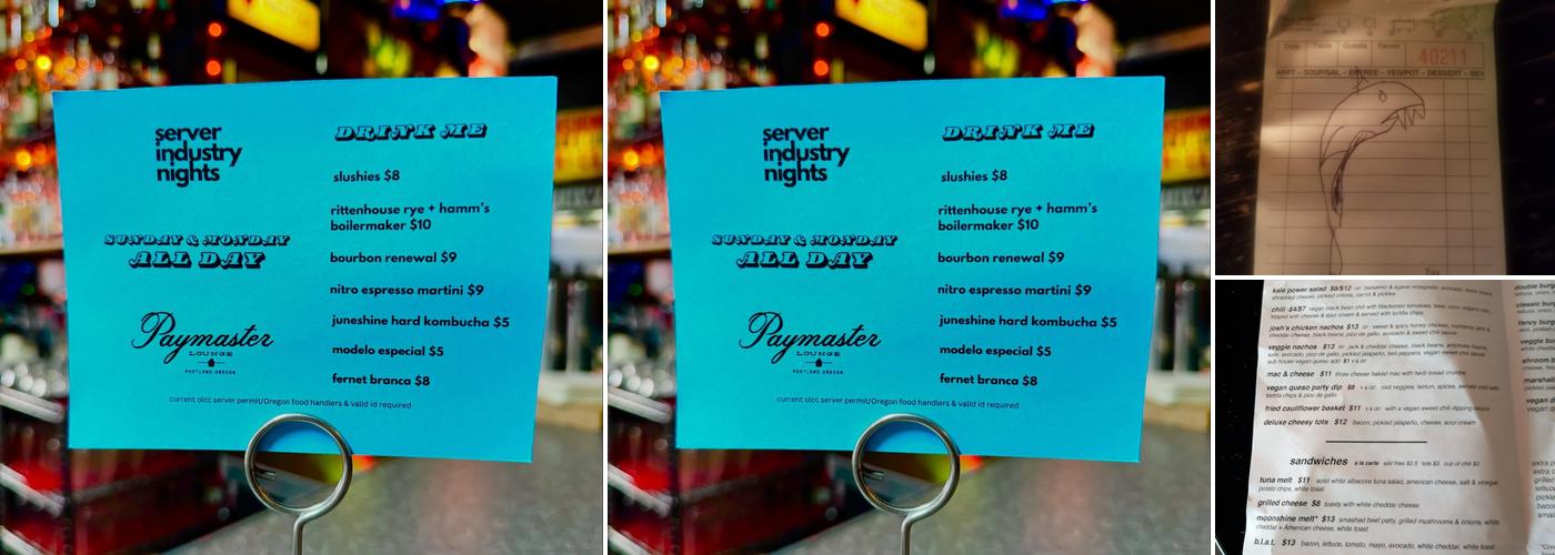 Paymaster Lounge Menu