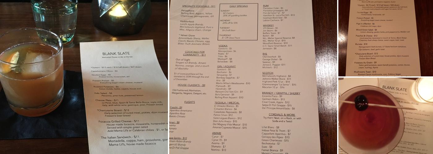 Blank Slate Menu