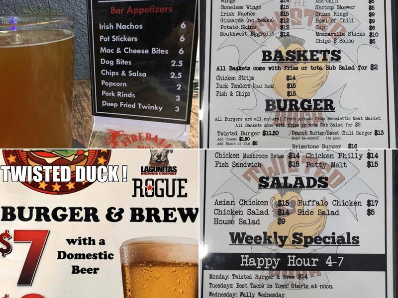 Twisted Duck Pub Menu