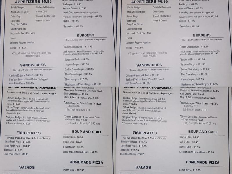 Hammer Inn Menu