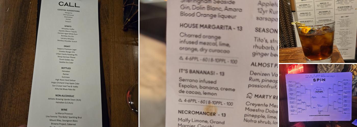 SPIN Seattle Menu