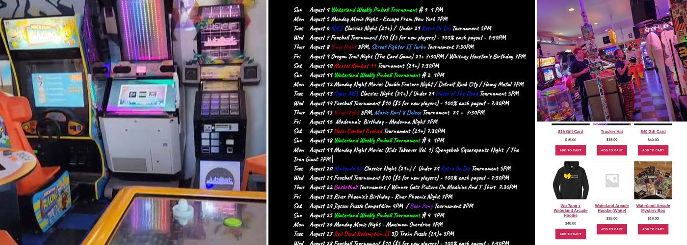 Waterland Arcade Menu