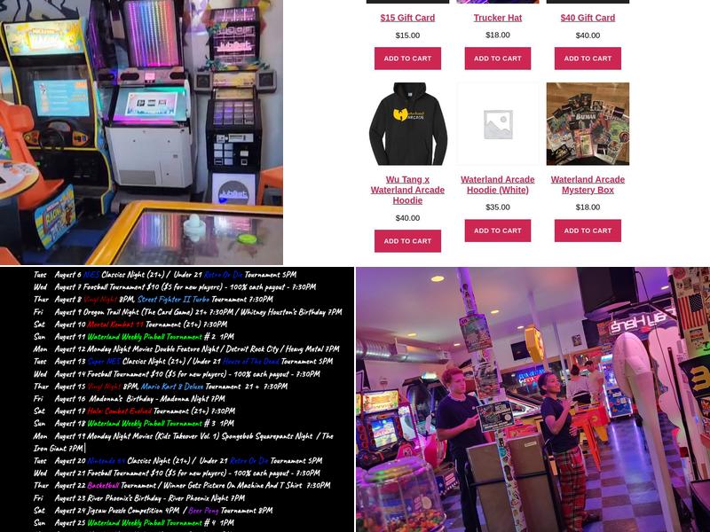 Waterland Arcade Menu